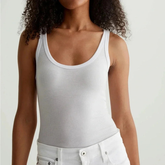 AG ADRIANO GOLDSCHMIED Jaxon Ribbed Blush Pink Basic Layering Tank Top - Picture 3 of 13